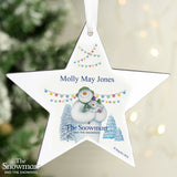 Personalised Snowman and Snowdog Wooden Star: 1 - Christmas Decorations By The Snowman