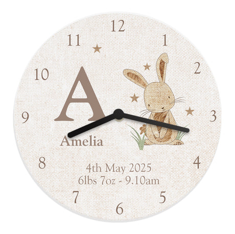 Personalised Hessian Rabbit Shabby Chic Large Wooden Clock - Clocks at Gift Moments