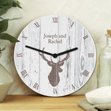 Personalised Highland Stag Shabby Chic Wooden Clock - Clocks at Gift Moments