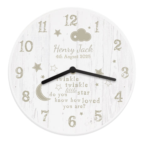 Personalised Twinkle Twinkle Nursery Wooden Clock - Clocks at Gift Moments