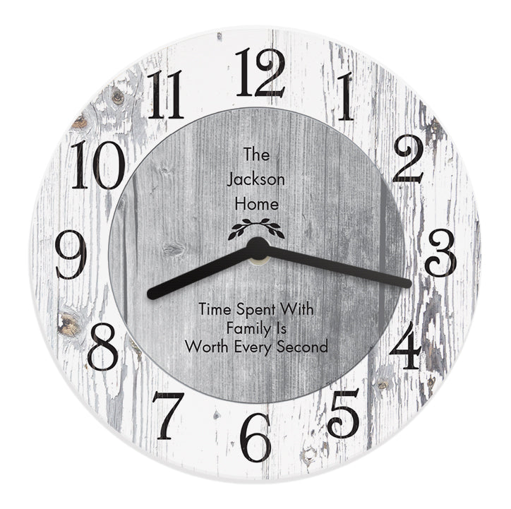 Personalised Any Message Shabby Chic Wooden Clock - Clocks at Gift Moments