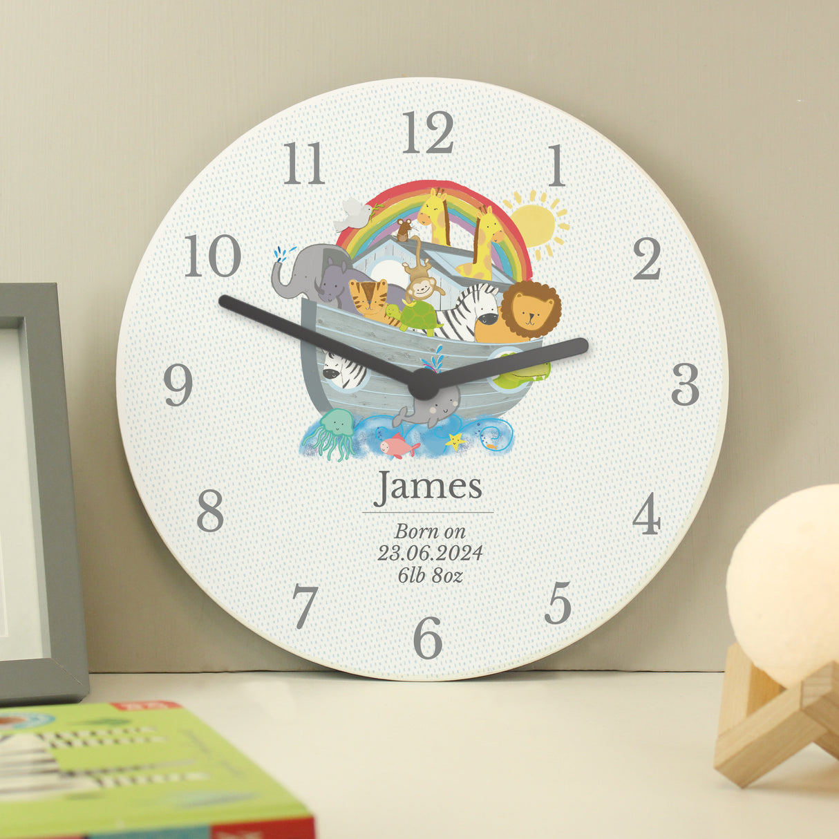 Personalised Noah’s Ark Children’s Clock: 2 - Clocks By Gift Moments