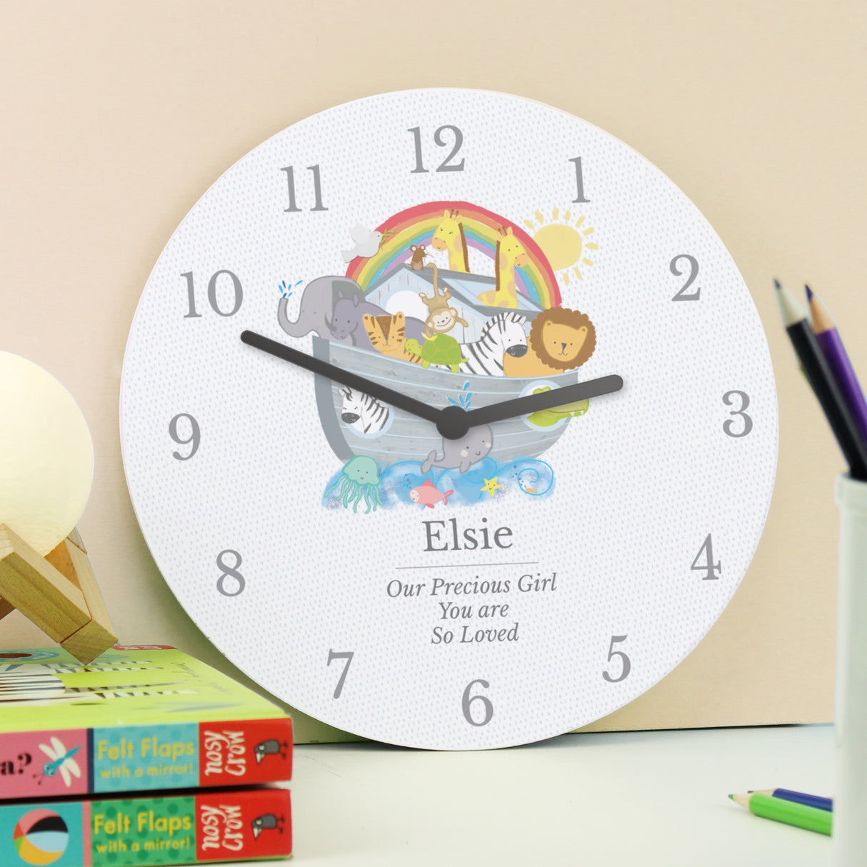 Personalised Noah’s Ark Children’s Clock: 1 - Clocks By Gift Moments