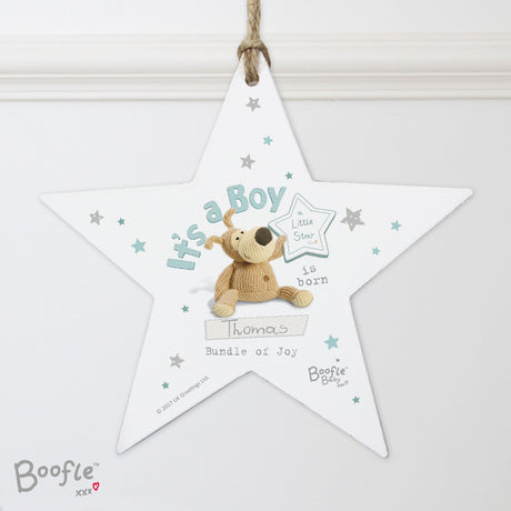 Personalised Boofle It's a Boy Wooden Star Decoration - Decorations at Gift Moments