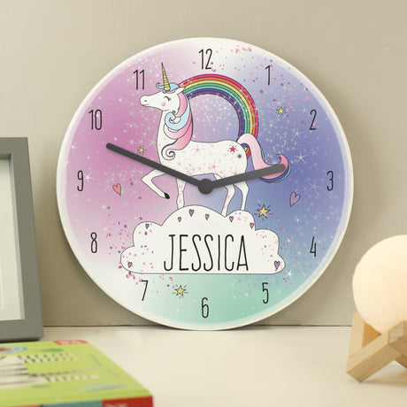 Personalised Unicorn Wooden Clock - Clocks at Gift Moments