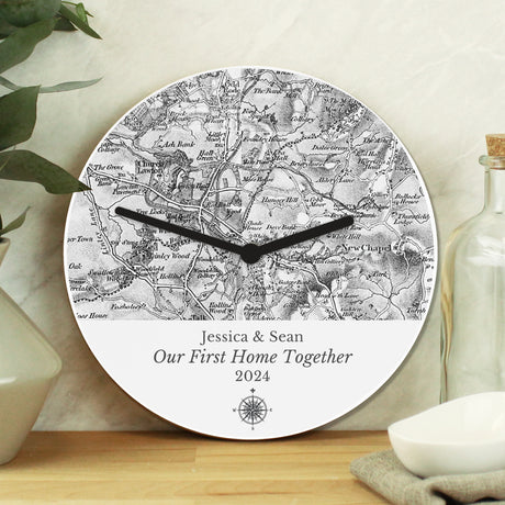 Personalised 1805 - 1874 Old Series Map Compass Wall Clock - Clocks at Gift Moments