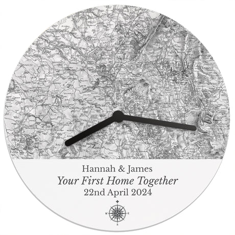 Personalised 1805 - 1874 Old Series Map Compass Wall Clock - Clocks at Gift Moments