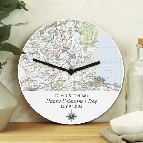 Personalised Present Day Map Compass Wall Clock - Clocks at Gift Moments