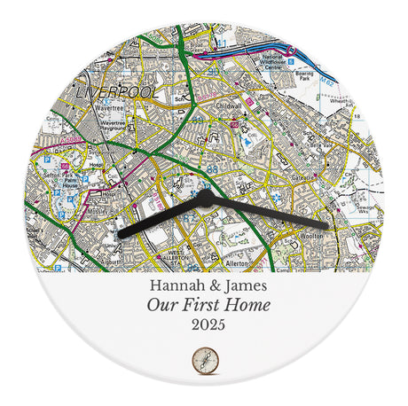 Personalised Present Day Map Compass Wall Clock - Clocks at Gift Moments