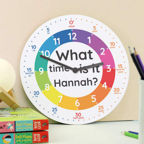 Personalised What Time Is It? Wooden Clock - Clocks at Gift Moments