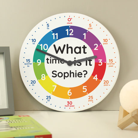 Personalised What Time Is It? Wooden Clock - Clocks at Gift Moments