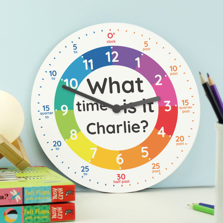 Personalised What Time Is It? Wooden Clock - Clocks at Gift Moments