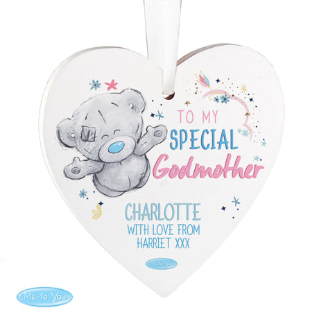 Personalised Godmother Wooden Heart Decoration: 5 - Decorations