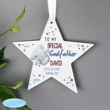 Personalised Me to You Godfather Wooden Star Decoration - Decorations at Gift Moments