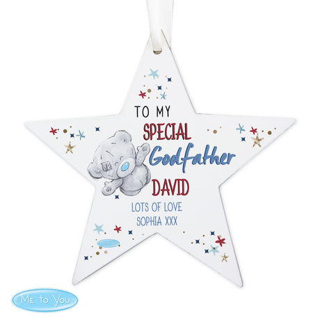 Personalised Me to You Godfather Wooden Star Decoration - Decorations at Gift Moments