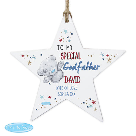 Personalised Me to You Godfather Wooden Star Decoration - Decorations at Gift Moments