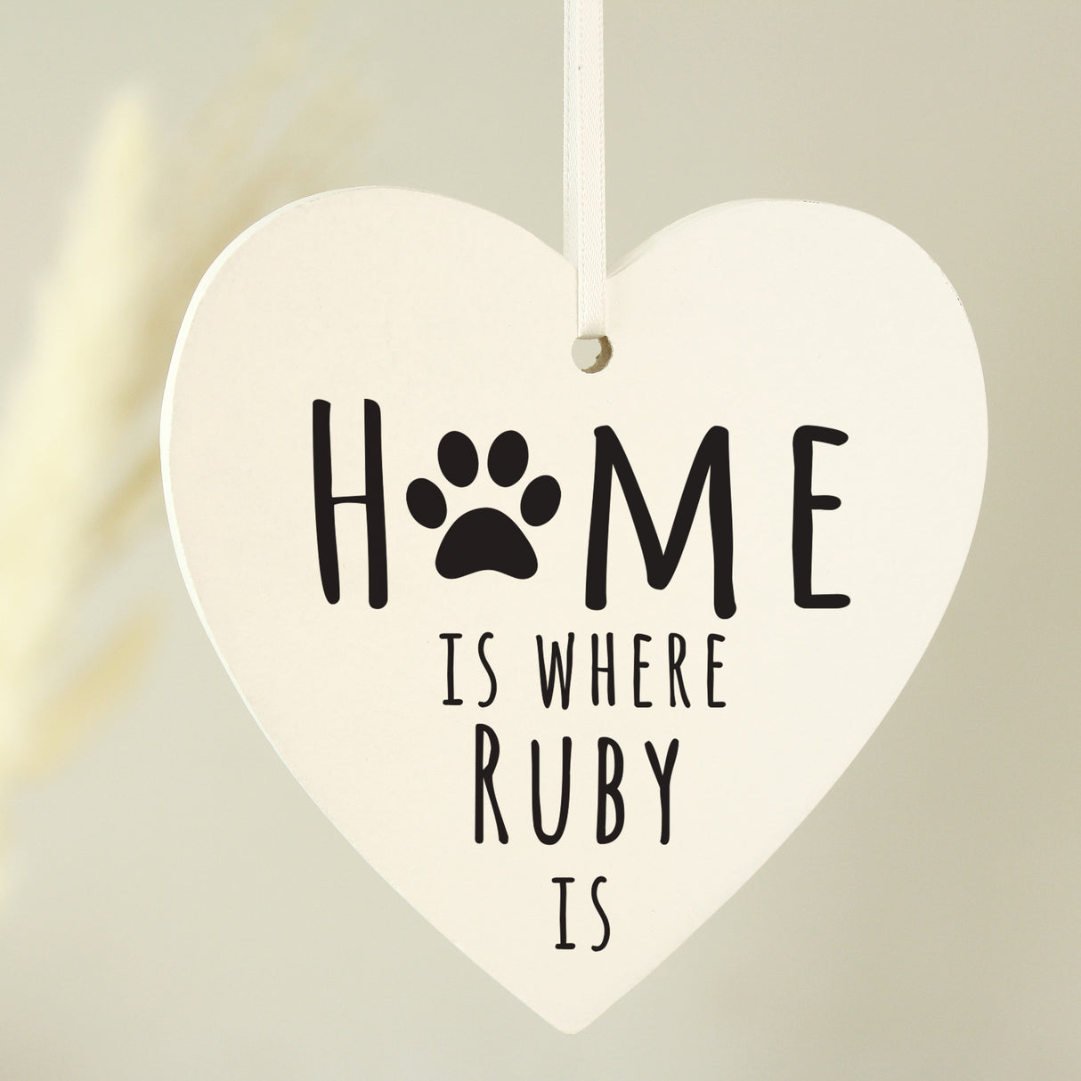 Personalised 'Home is Where' Pet Wooden Heart Decoration - Decorations at Gift Moments