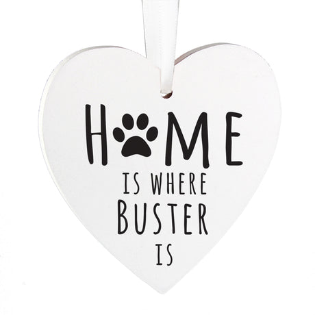 Personalised 'Home is Where' Pet Wooden Heart Decoration - Decorations at Gift Moments