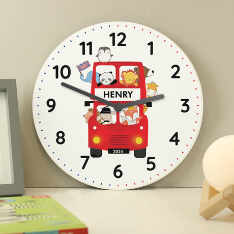 Personalised London Animal Bus Bedroom Clock - Clocks at Gift Moments