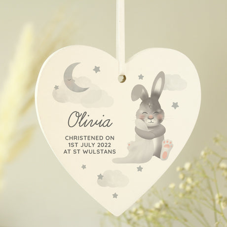 Personalised Baby Bunny Wooden Heart Decoration - Decorations at Gift Moments