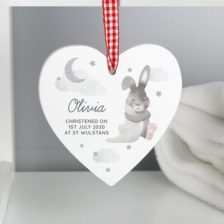 Personalised Baby Bunny Wooden Heart Decoration - Decorations at Gift Moments