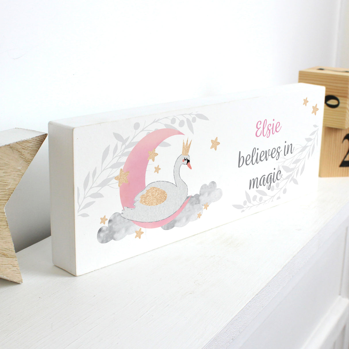 Personalised Swan Lake Wooden Block Sign - Signs & Plaques at Gift Moments