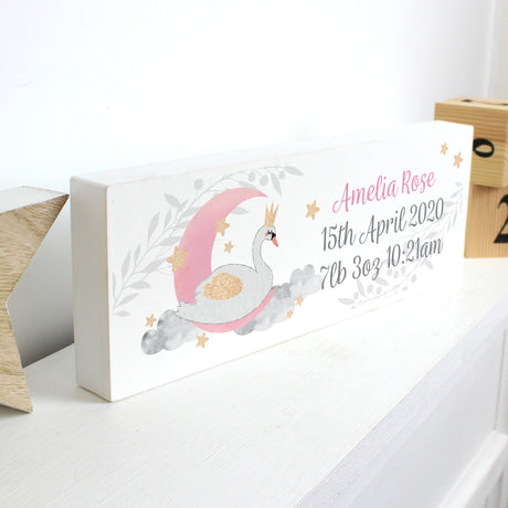 Personalised Swan Lake Wooden Block Sign - Signs & Plaques at Gift Moments