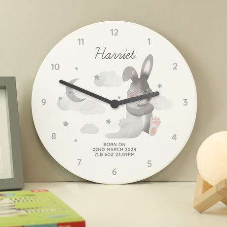 Personalised Baby Bunny Nursery Wall Clock - Clocks at Gift Moments