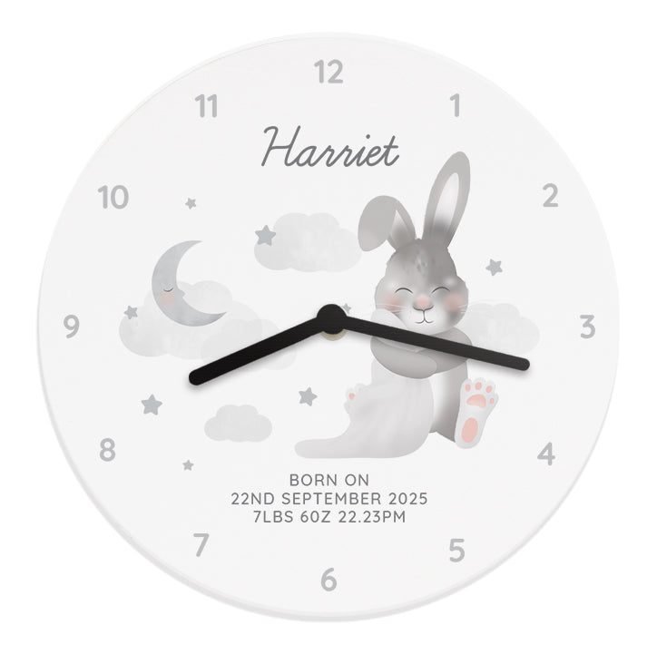 Personalised Baby Bunny Nursery Wall Clock - Clocks at Gift Moments