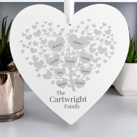 Personalised Family Tree Large Wooden Heart Default Title - Decorations at Gift Moments