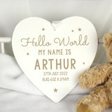 Personalised Hello World Large Wooden Heart Decoration Default Title - Decorations at Gift Moments