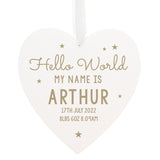 Personalised Hello World Large Wooden Heart Decoration - Decorations at Gift Moments