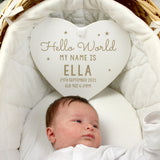 Personalised Hello World Large Wooden Heart Decoration - Decorations at Gift Moments