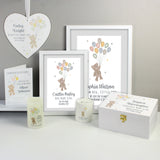 Personalised Teddy & Balloons White Wooden Heart Decoration - Decorations at Gift Moments