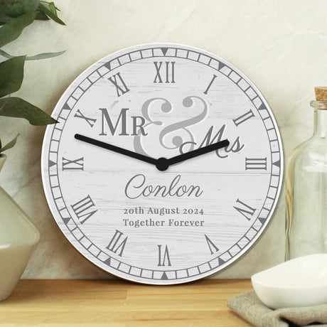 Personalised Mr & Mrs Wooden Wall Clock - Clocks at Gift Moments