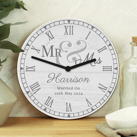 Personalised Mr & Mrs Wooden Wall Clock - Clocks at Gift Moments