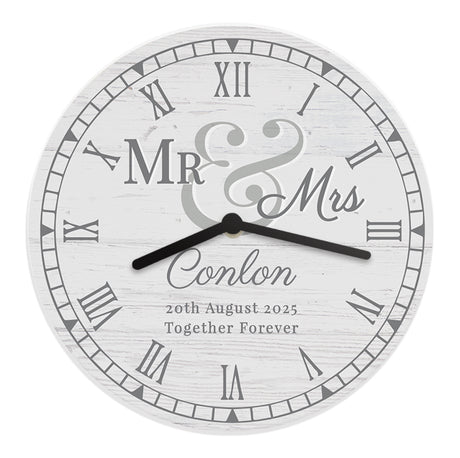 Personalised Mr & Mrs Wooden Wall Clock - Clocks at Gift Moments