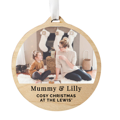 Personalised Photo Upload Round Wooden Decoration - Decorations at Gift Moments