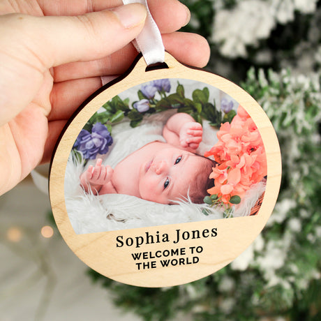 Personalised Photo Upload Round Wooden Decoration - Decorations at Gift Moments