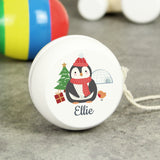 Personalised Christmas Penguin White Wooden Yoyo - Toys at Gift Moments