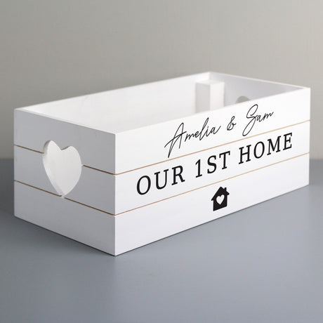 Personalised Home White Wooden Crate - Storage at Gift Moments