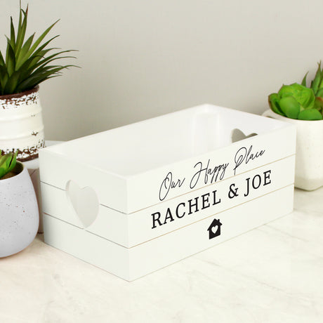 Personalised Home White Wooden Crate - Storage at Gift Moments