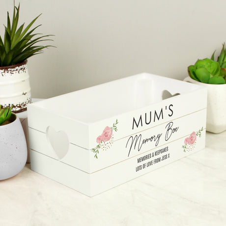 Personalised Abstract Rose White Wooden Crate - Storage at Gift Moments