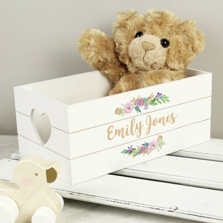 Personalised Floral Couples White Wooden Crate - Storage at Gift Moments