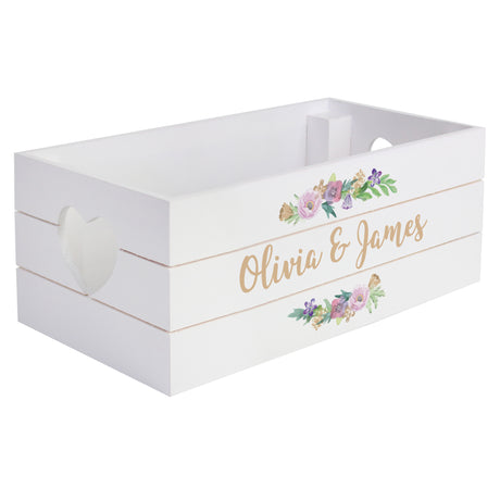 Personalised Floral Couples White Wooden Crate - Storage at Gift Moments