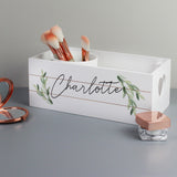 Personalised Name Only Botanical White Wooden Crate - Storage at Gift Moments