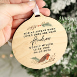 Personalised Robin Memorial Round Wooden Decoration Default Title - Decorations at Gift Moments