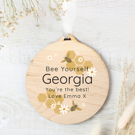 Personalised Bee Wooden Decoration - Decorations at Gift Moments