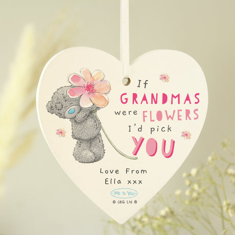 Personalised Me To You Floral Wooden Heart: 3 - Decorations