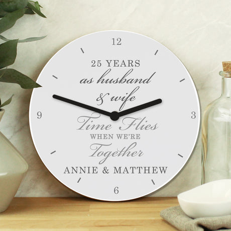 Personalised Wooden Anniversary Clock: 1 - Clocks By Gift Moments